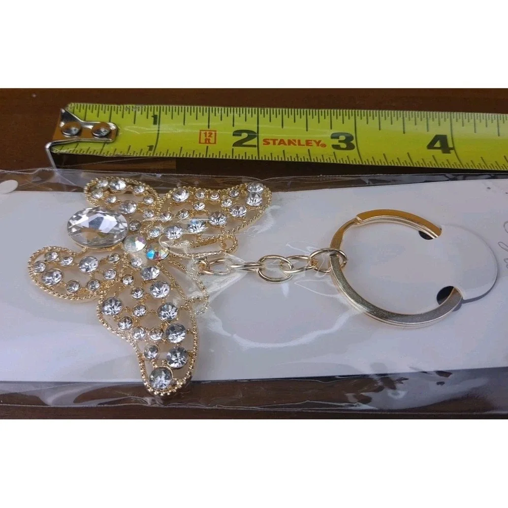 NIP Crystal Collection‎  Reflective Crystal Butterfly Gold Tone Keychain